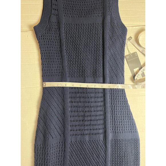 NWT-Worthington Womens Sleeveless Midi Sweater Dress Navy XS side slit slip - Picture 12 of 15